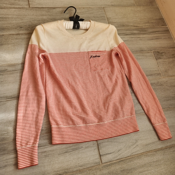 Banana Republic Sweater Women's S Red Striped J'adore Merino Extra Fine Wool - Picture 4 of 13